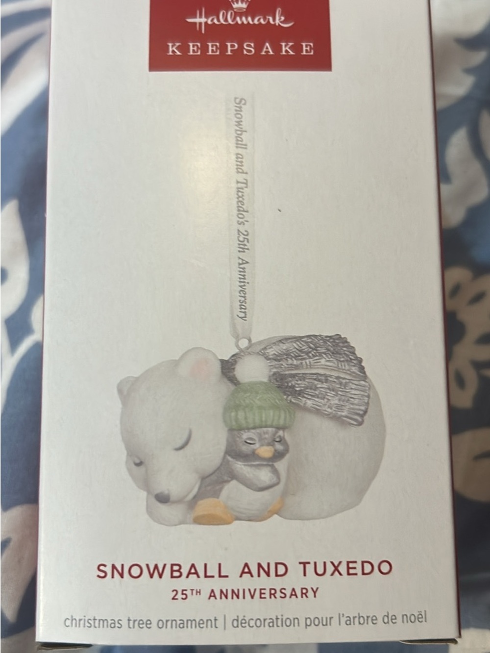 Hallmark Snowball and Tuxedo 25th Anniversary Ornament - White & Green